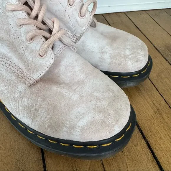Dr. Martens 1460 Pascal Light Pink Tie Dye Suede Combat Boots 8 - Picture 10 of 12
